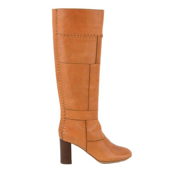 Chloe Shoes - CHLOE BOOTS LEATHER PATCHWORK KNEE HIGH WHIPSTITCHING sz IT 37.5 US 7